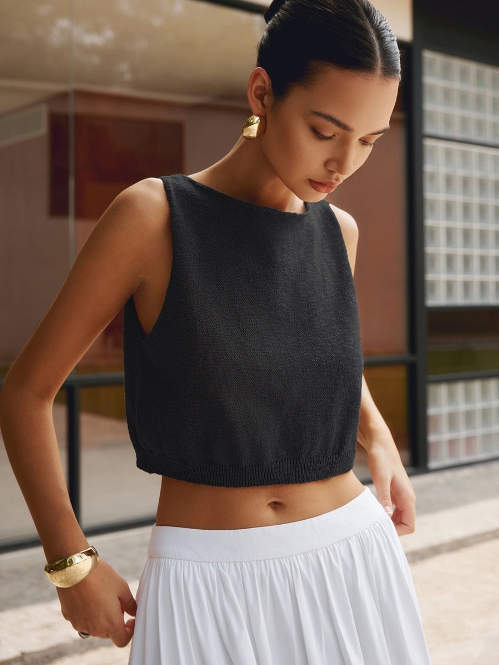 Commense Cotton Blends Crop Tank Top